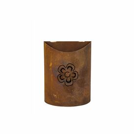 Kleine Metallvase in Rostoptik mit Blumenmotiv fr...